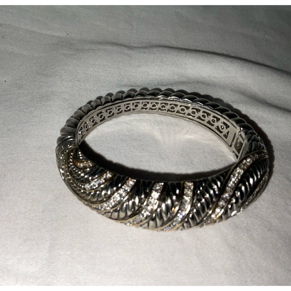 Bracelet, Emma Skye Stainless Steel and Crystal Hinge Bracelet - Picture 3 of 9